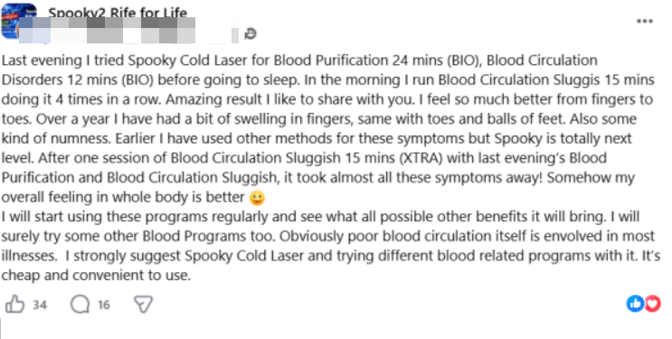 Persoonlijke ervaring met Spooky2 Cold Laser en bloedprogramma's